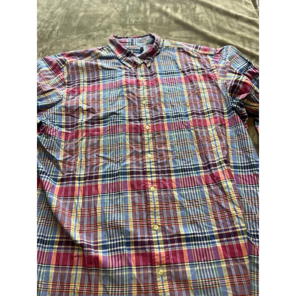 Ralph Lauren Shirt‎ Mens 2XLT Tall Red Plaid Long Sleeve Button Down Preppy